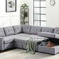 Selene 115.5" Light Gray Linen Fabric Sleeper Sectional Sofa with Storage Chaise