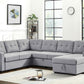 Selene 115.5" Light Gray Linen Fabric Sleeper Sectional Sofa with Storage Chaise